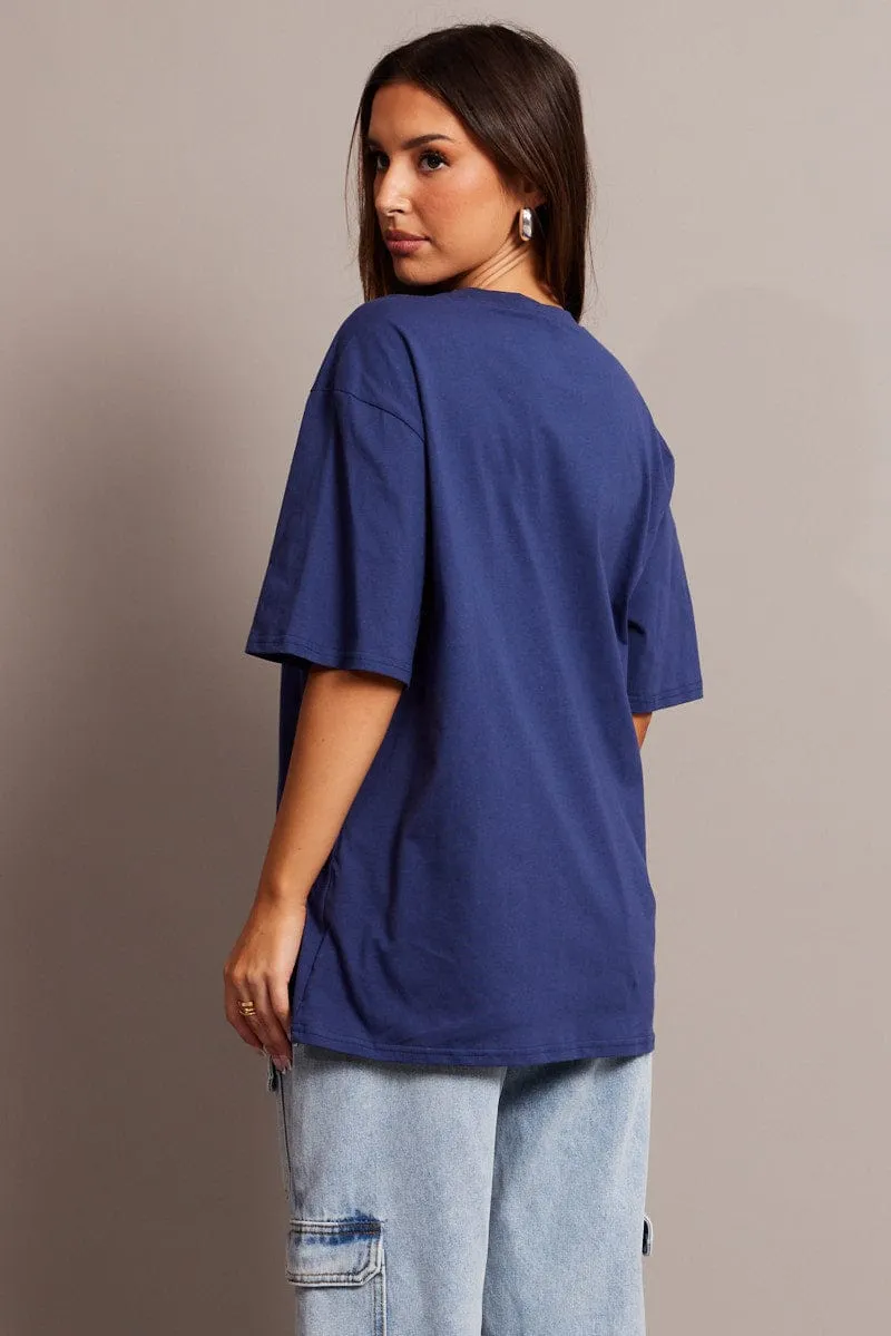 Blue Graphic Tee Short Sleeve sold by Ally Fashion product image thumbnail 5