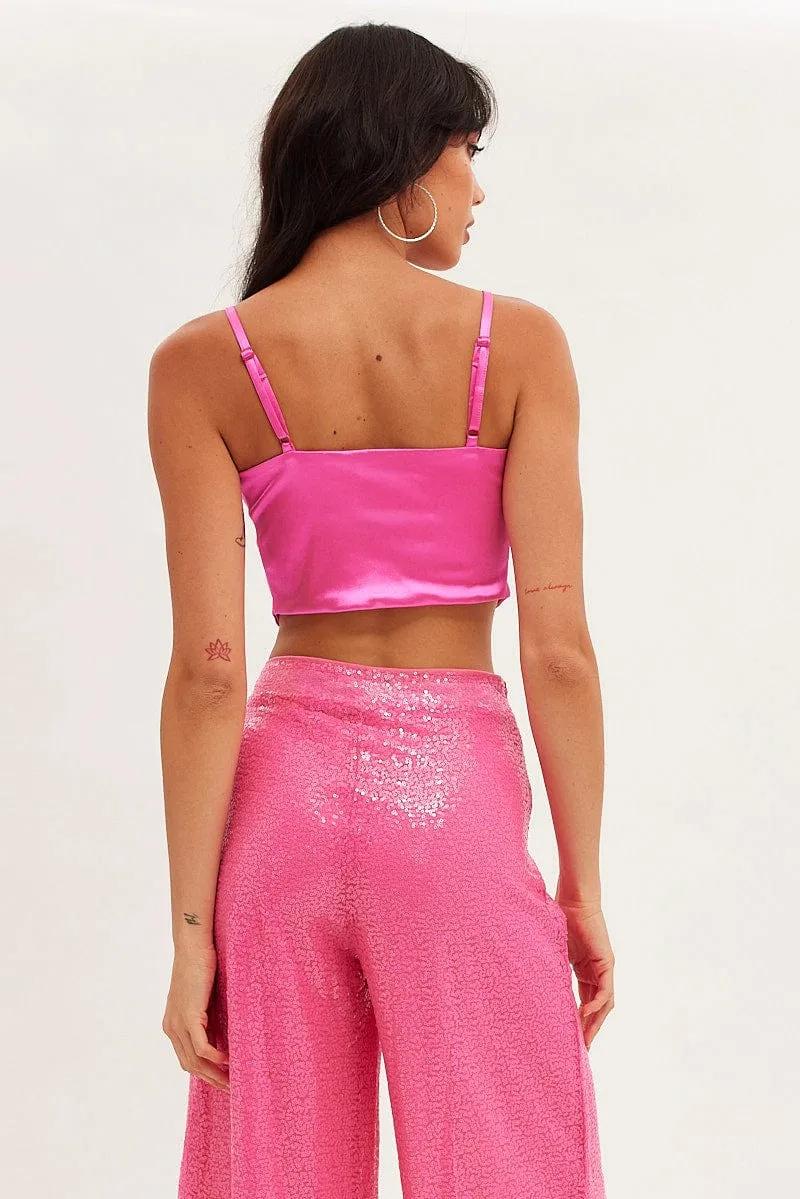Pink Cami Top Sleeveless V Neck Crop Butterfly sold by Ally Fashion product image thumbnail 5