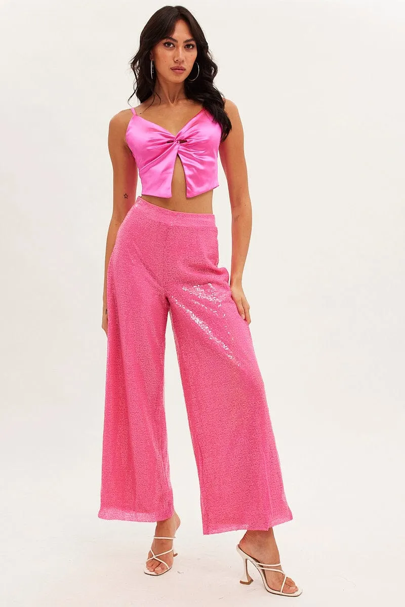 Pink Cami Top Sleeveless V Neck Crop Butterfly sold by Ally Fashion product image thumbnail 2