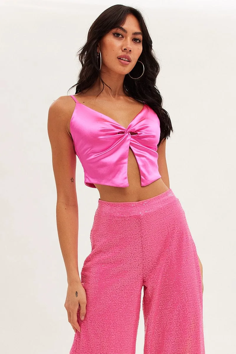 Pink Cami Top Sleeveless V Neck Crop Butterfly sold by Ally Fashion product image thumbnail 3