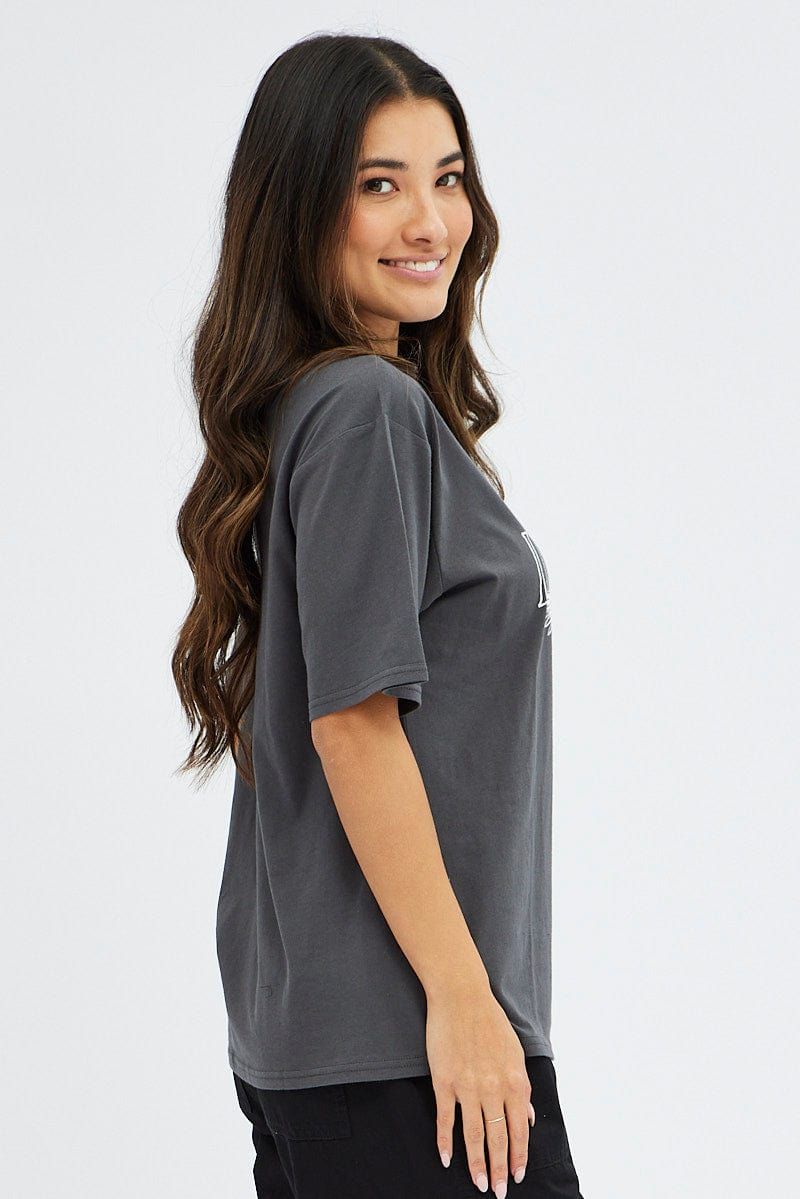 Grey Graphic T Shirt Short Sleeve sold by Ally Fashion product image thumbnail 4
