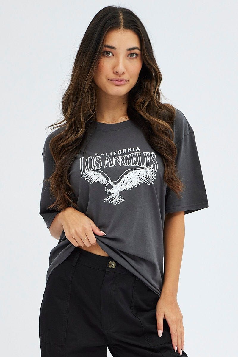 Grey Graphic T Shirt Short Sleeve sold by Ally Fashion