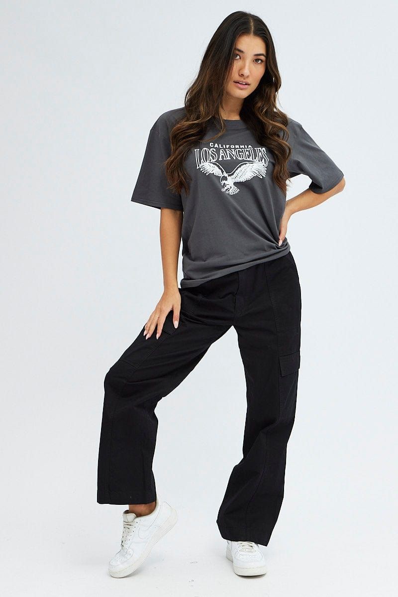 Grey Graphic T Shirt Short Sleeve sold by Ally Fashion product image thumbnail 2