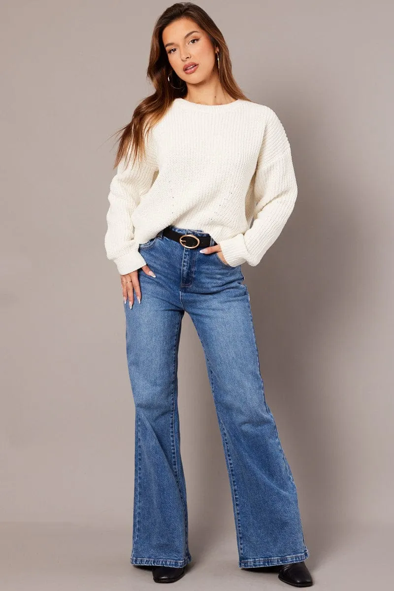 White Knit Jumper Long Sleeve Chenille sold by Ally Fashion product image thumbnail 2