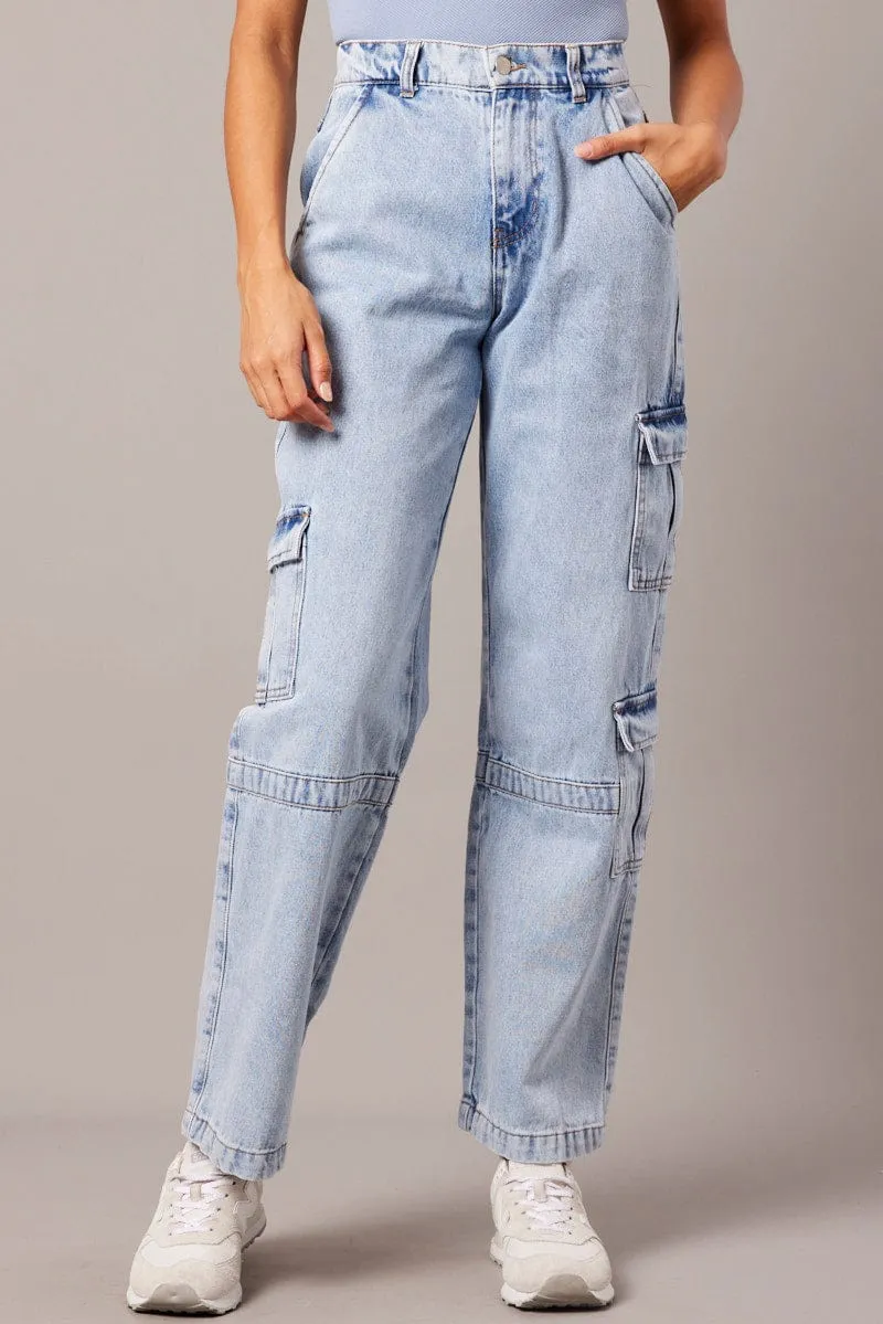 Denim Cargo Jean Wide Leg sold by Ally Fashion product image thumbnail 3