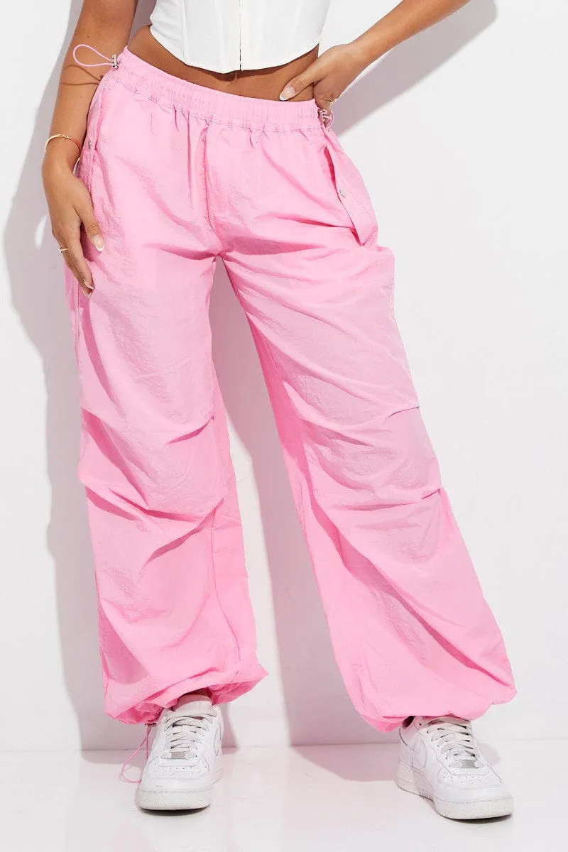 Pink Parachute Cargo Pants Low Rise sold by Ally Fashion product image thumbnail 2