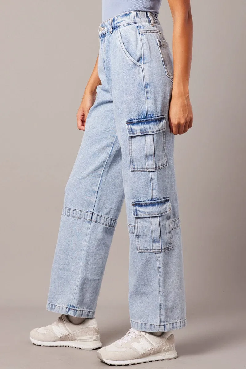 Denim Cargo Jean Wide Leg sold by Ally Fashion product image thumbnail 4
