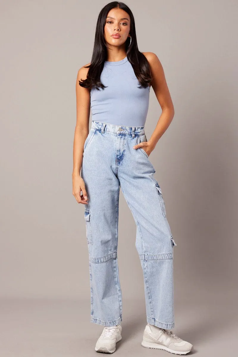 Denim Cargo Jean Wide Leg sold by Ally Fashion product image thumbnail 2