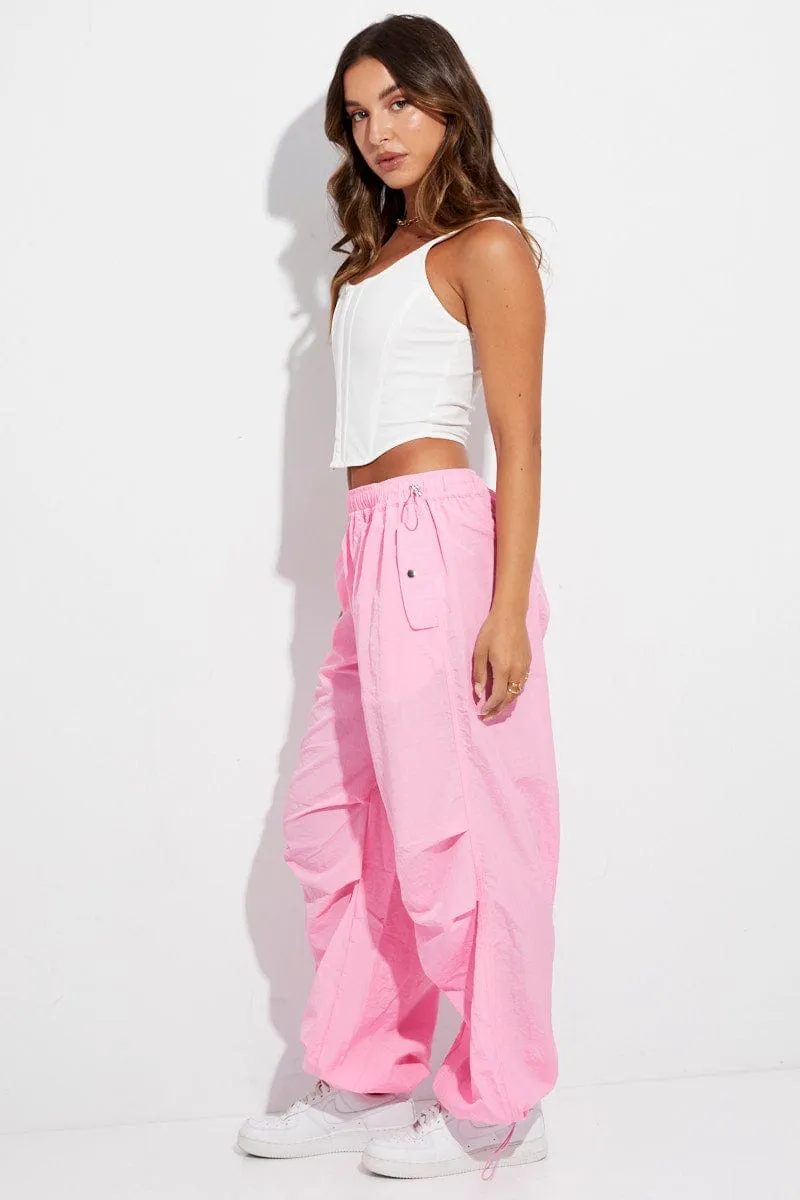 Pink Parachute Cargo Pants Low Rise sold by Ally Fashion product image thumbnail 4