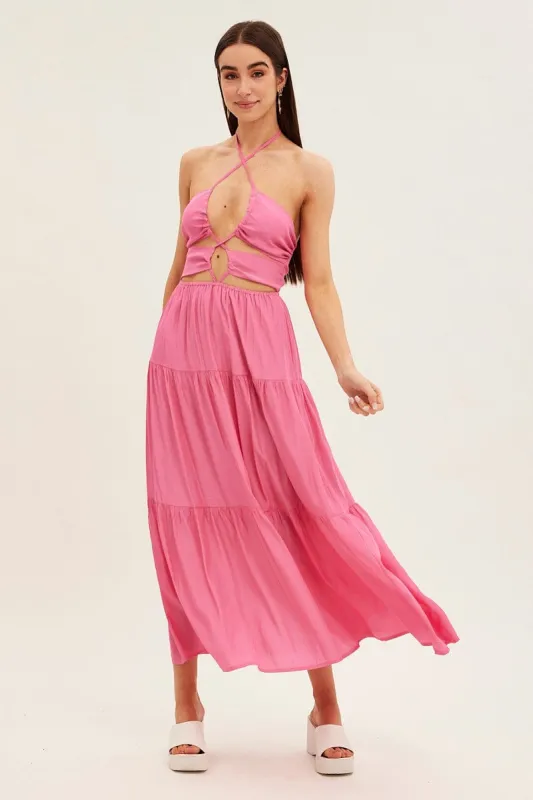 Pink Cut Out Maxi Dress sold by Ally Fashion