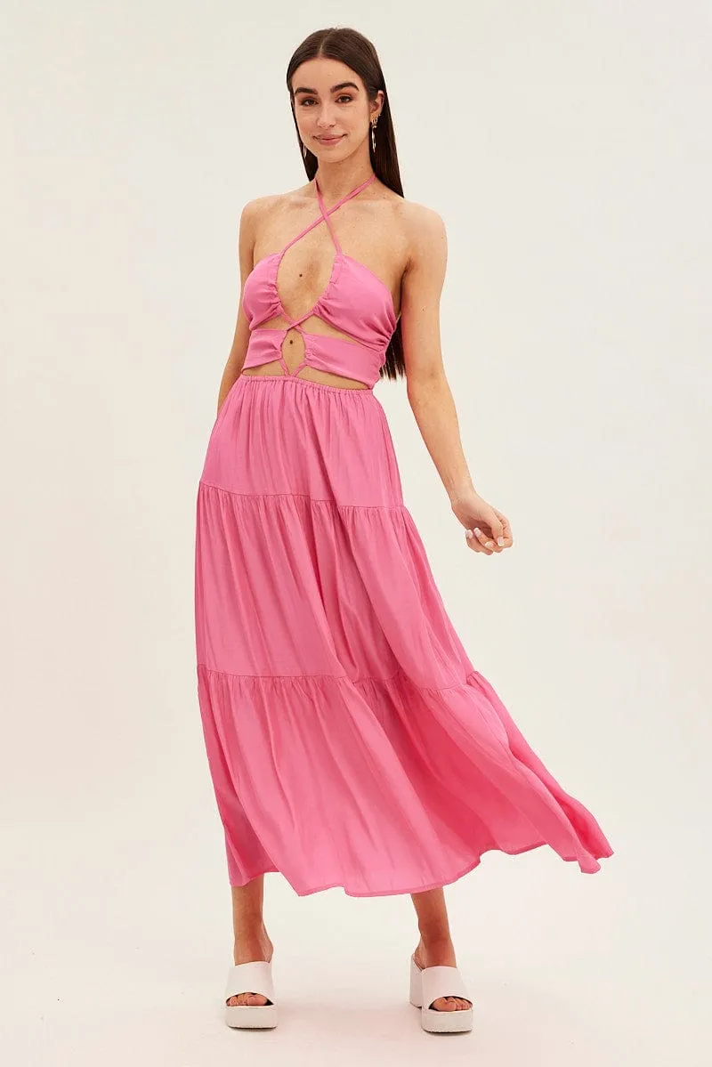 Pink Cut Out Maxi Dress sold by Ally Fashion