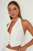 White Button Top Through Collared Vest Top sold by Ally Fashion