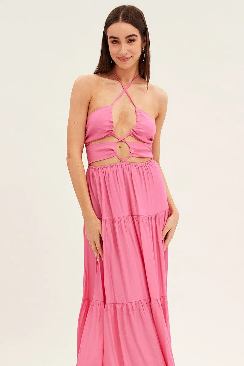 Pink Cut Out Maxi Dress sold by Ally Fashion product image thumbnail 2