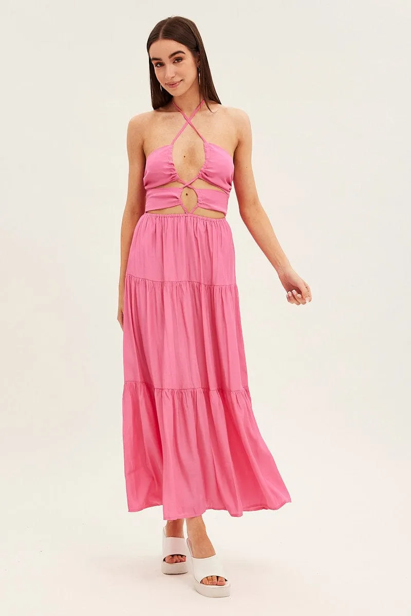 Pink Cut Out Maxi Dress sold by Ally Fashion product image thumbnail 3