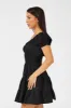 Black Fit and Flare Dress Short Sleeve Shirred Waist sold by Ally Fashion