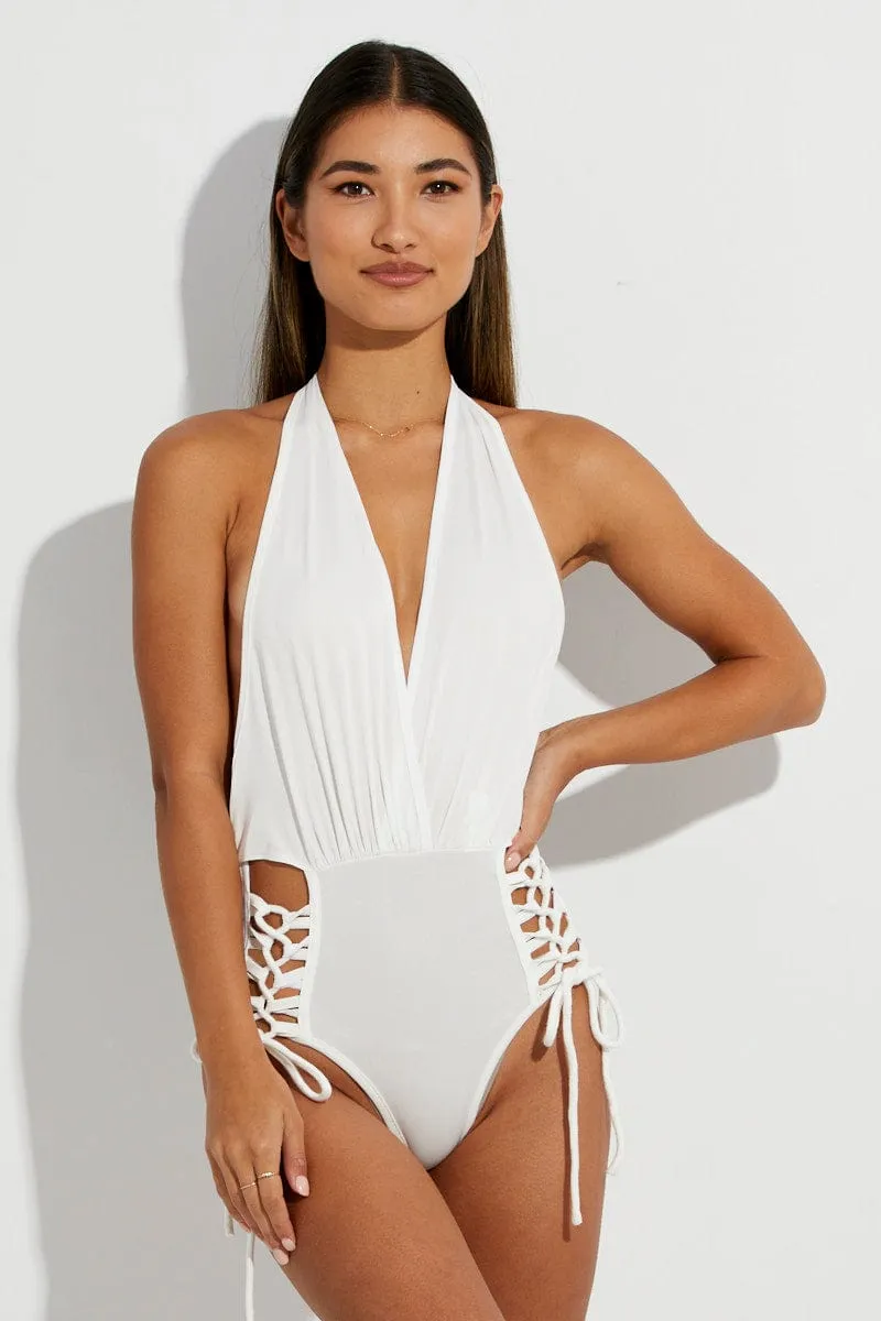 White Lace Up One Piece Swimwear sold by Ally Fashion product image thumbnail 3