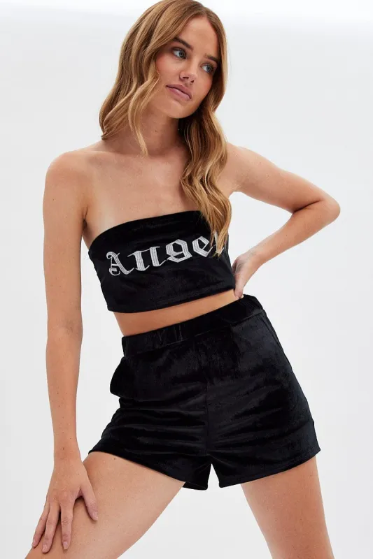 Black Velvet Bandeau Top sold by Ally Fashion