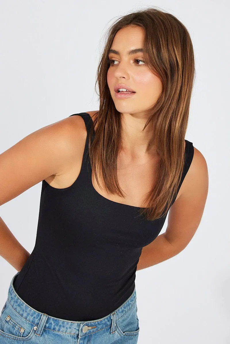 Black Supersoft Bodysuit Sleeveless Square-Cut Neck sold by Ally Fashion product image thumbnail 3