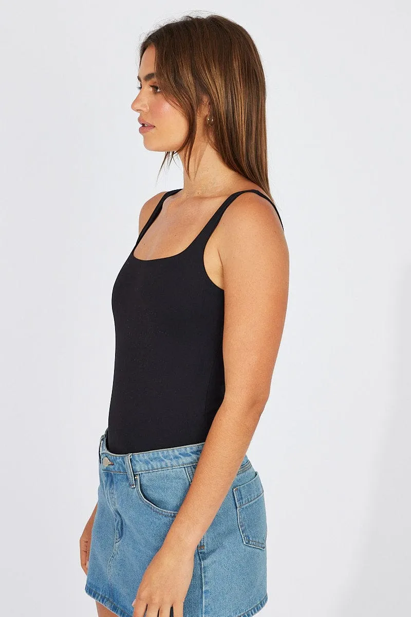 Black Supersoft Bodysuit Sleeveless Square-Cut Neck sold by Ally Fashion product image thumbnail 4