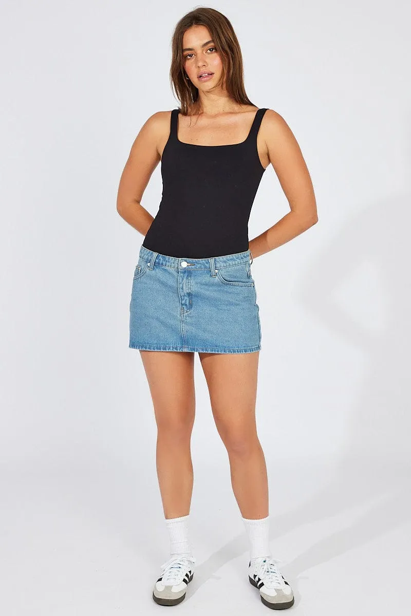 Black Supersoft Bodysuit Sleeveless Square-Cut Neck sold by Ally Fashion product image thumbnail 2