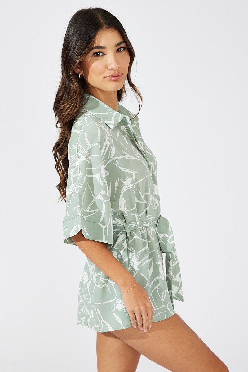 Green Abstract Oversized Playsuit sold by Ally Fashion product image thumbnail 4