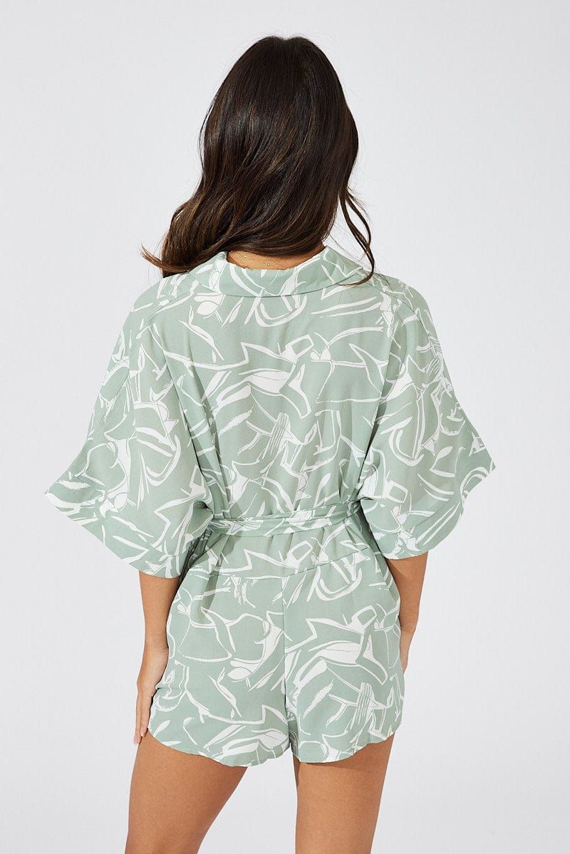Green Abstract Oversized Playsuit sold by Ally Fashion product image thumbnail 5