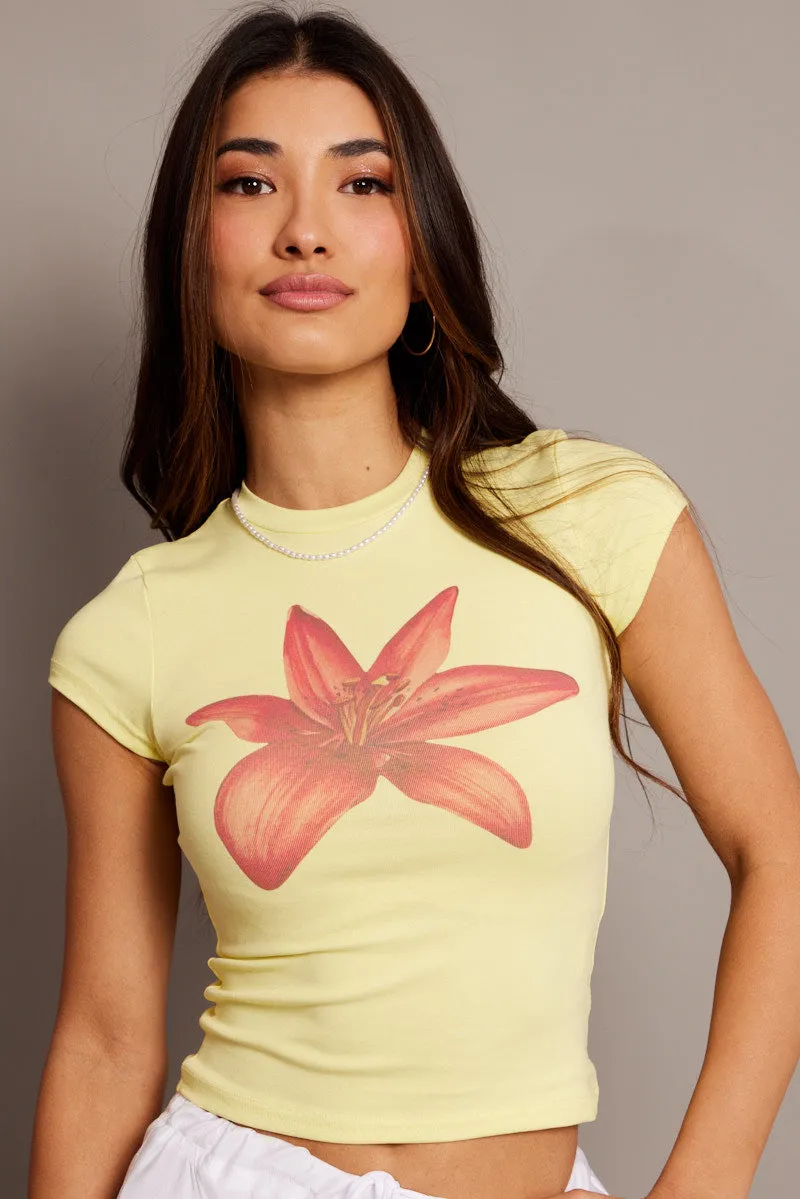 Yellow Graphic Tee Short Sleeve sold by Ally Fashion product image thumbnail 3