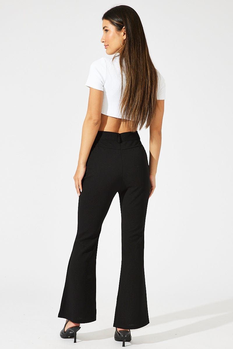 Black Flare Leg Pants High Rise sold by Ally Fashion product image thumbnail 5