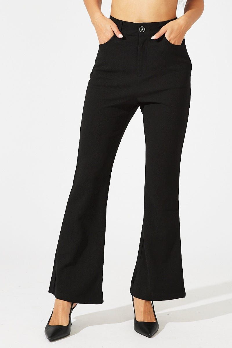 Black Flare Leg Pants High Rise sold by Ally Fashion product image thumbnail 2