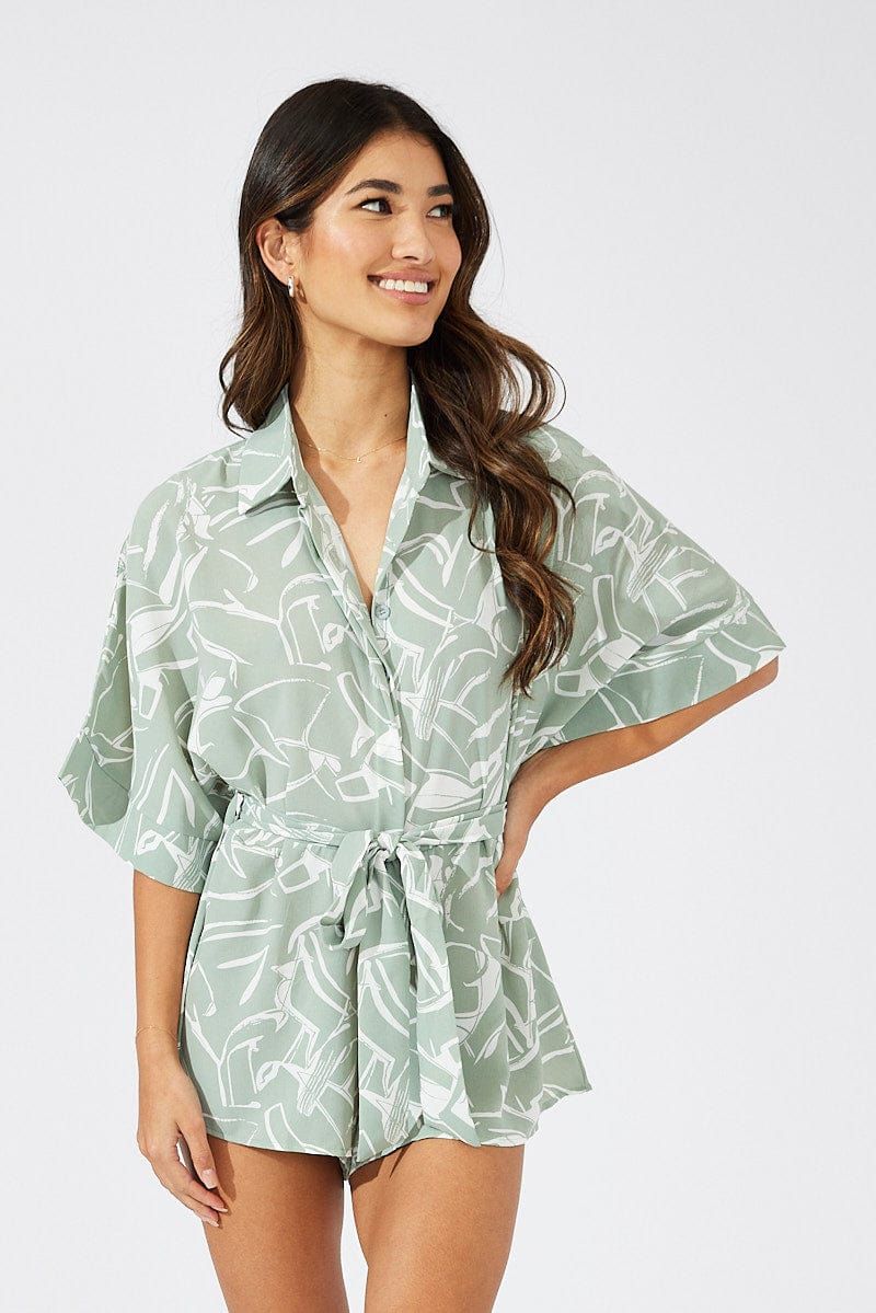 Green Abstract Oversized Playsuit sold by Ally Fashion product image thumbnail 3