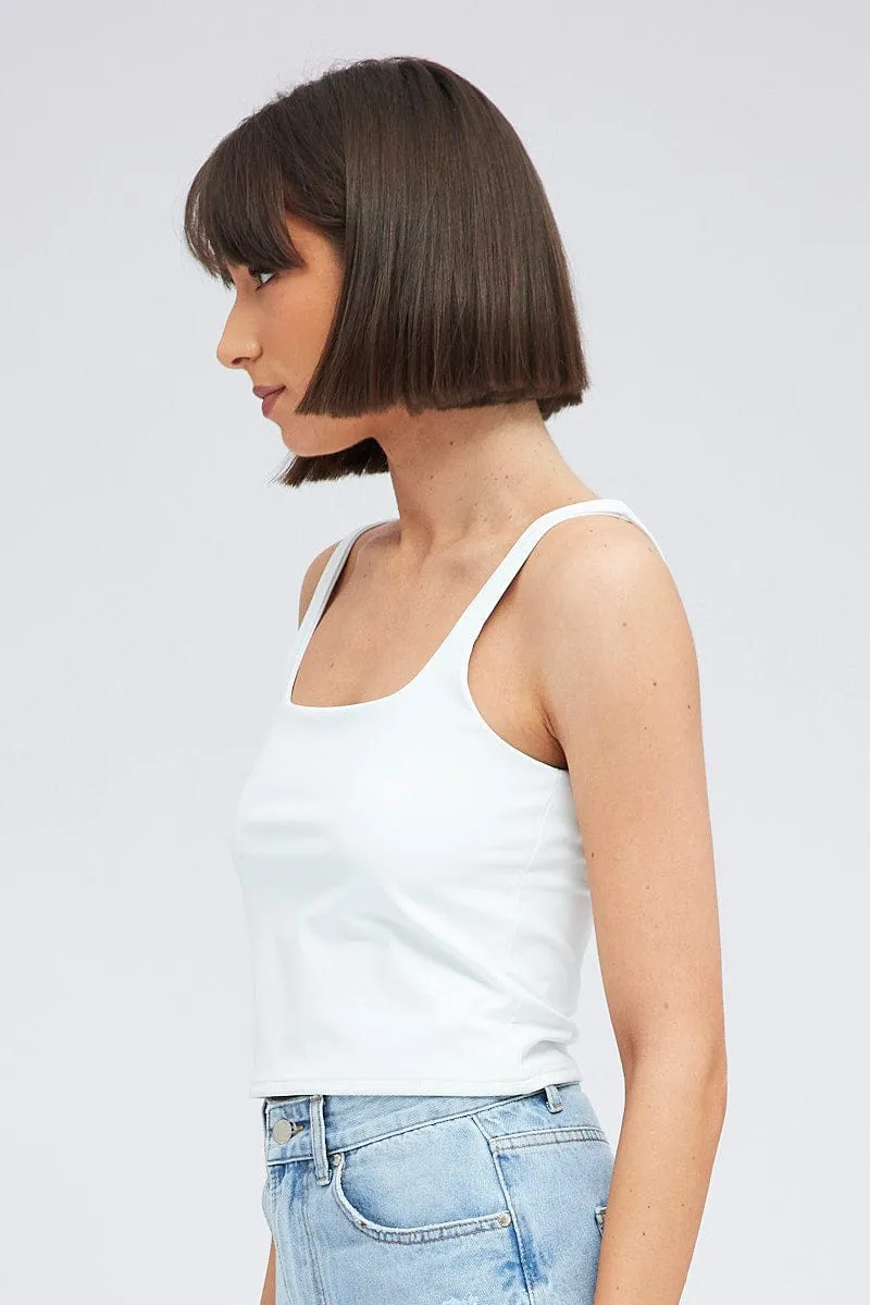 White Tank Top Square Neck Supersoft sold by Ally Fashion product image thumbnail 4