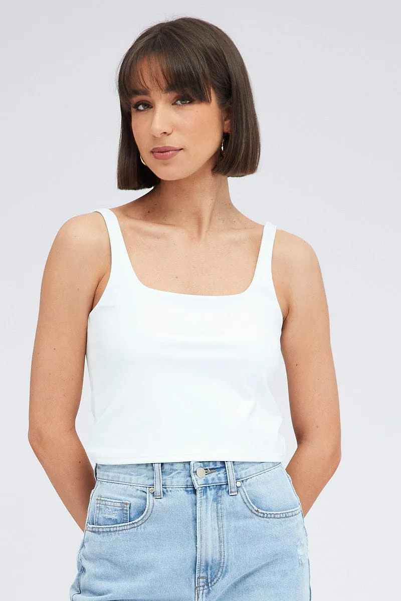 White Tank Top Square Neck Supersoft sold by Ally Fashion