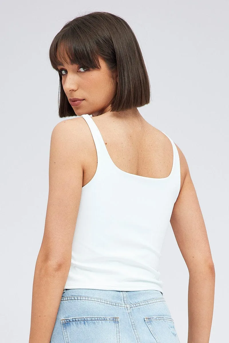 White Tank Top Square Neck Supersoft sold by Ally Fashion product image thumbnail 5