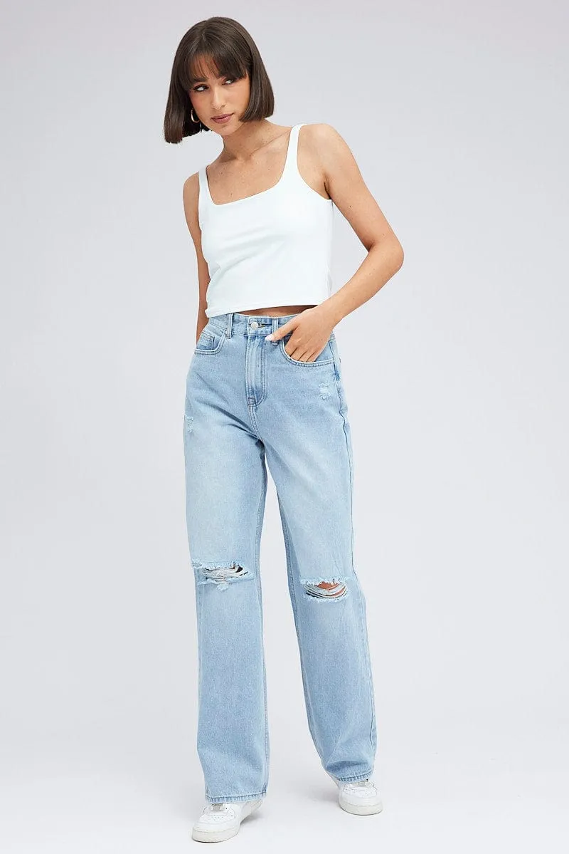 White Tank Top Square Neck Supersoft sold by Ally Fashion product image thumbnail 2