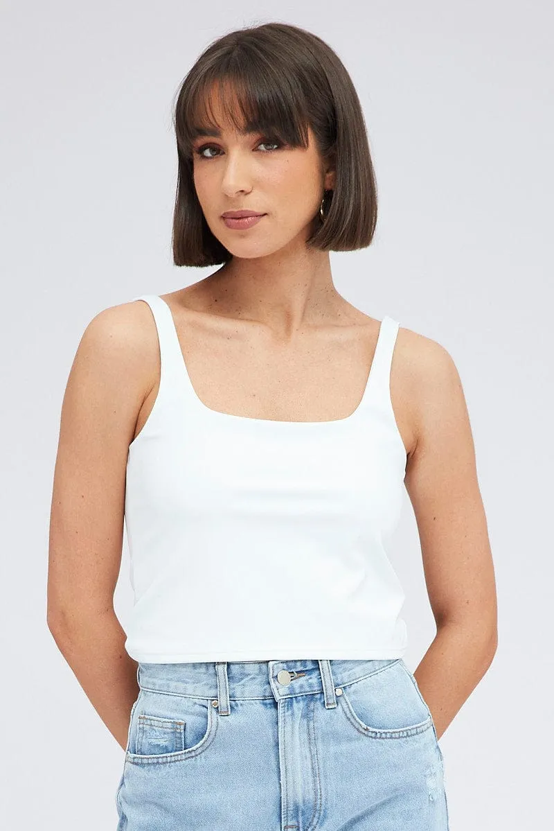 White Tank Top Square Neck Supersoft sold by Ally Fashion product image thumbnail 3