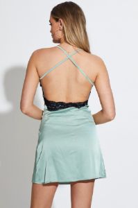 Green Slip Dress Mini Satin sold by Ally Fashion