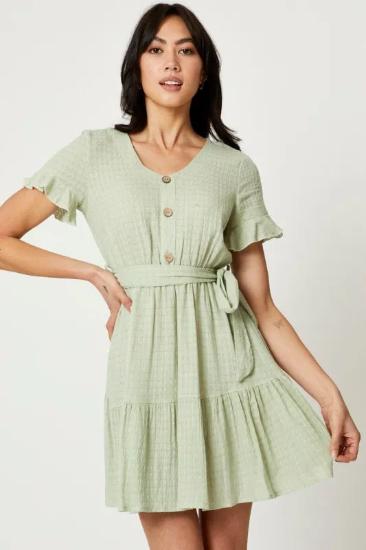 Green Ruffle Sleeve Skater Dress sold by Ally Fashion