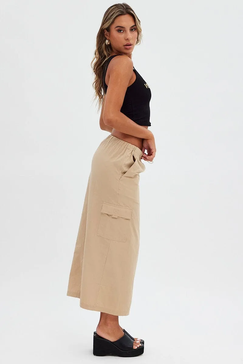 Beige Cargo Skirt Midi Cotton sold by Ally Fashion product image thumbnail 4