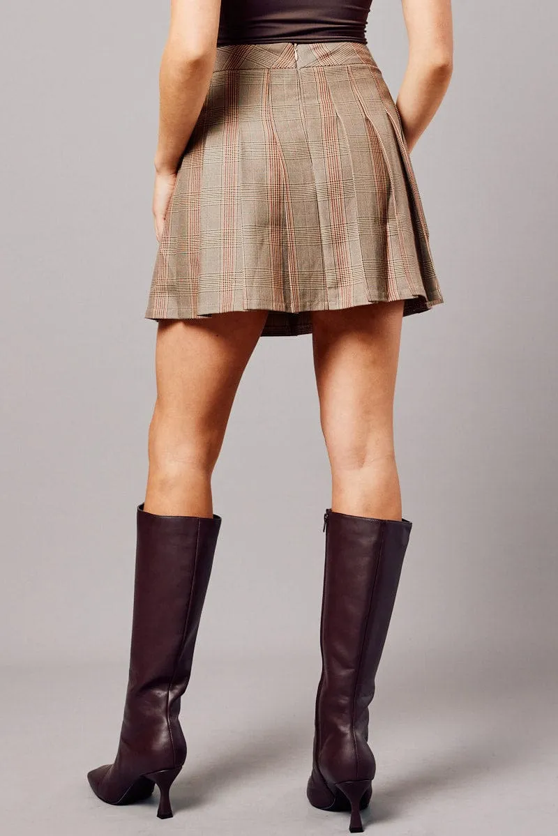 Beige Check Tennis Skirt Pleated Mini sold by Ally Fashion product image thumbnail 5