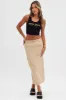 Beige Cargo Skirt Midi Cotton sold by Ally Fashion
