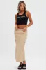 Beige Cargo Skirt Midi Cotton sold by Ally Fashion