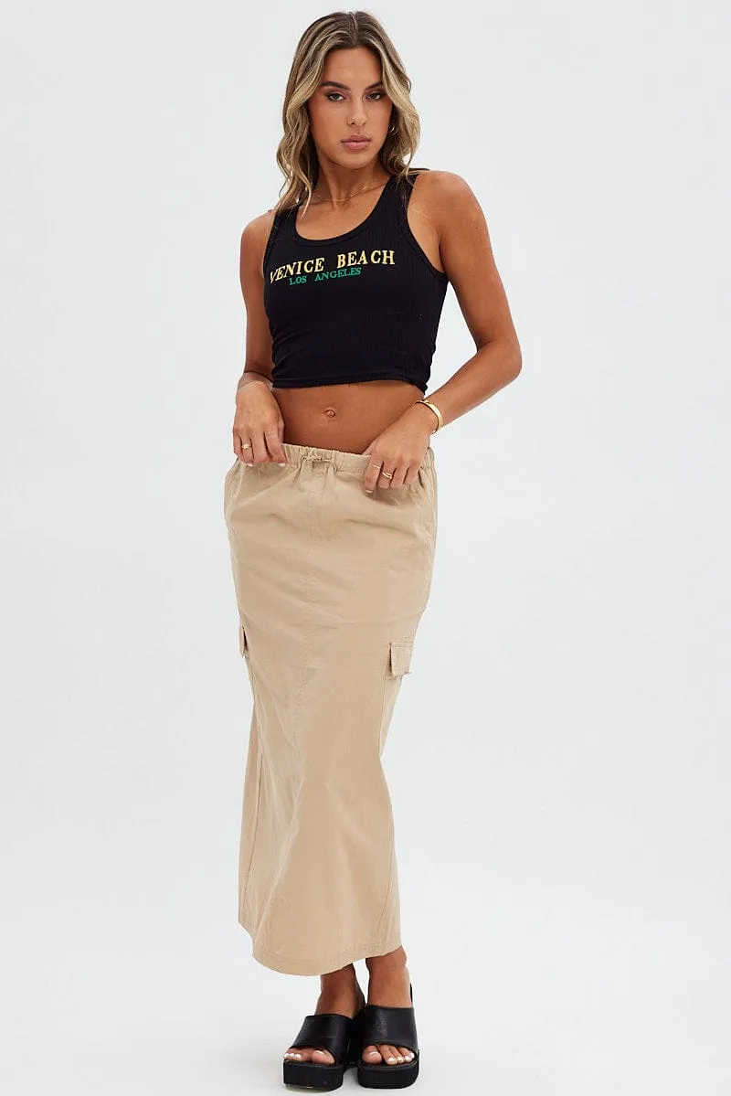 Beige Cargo Skirt Midi Cotton sold by Ally Fashion product image thumbnail 3