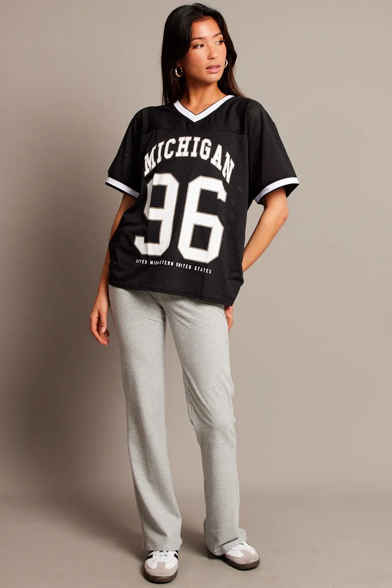 Black Sports Tee Short Sleeve sold by Ally Fashion product image thumbnail 2