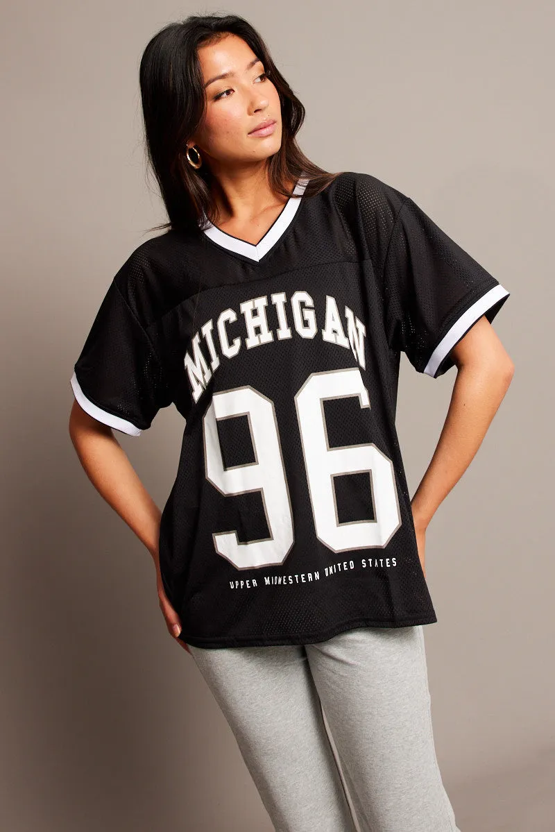 Black Sports Tee Short Sleeve sold by Ally Fashion product image thumbnail 3