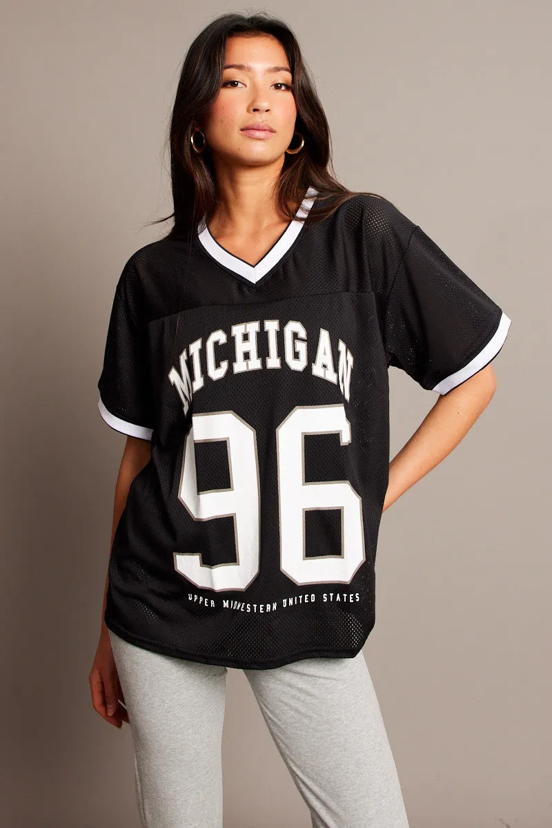 Black Sports Tee Short Sleeve sold by Ally Fashion