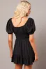 Black Fit And Flare Dress Puff Sleeve Mini sold by Ally Fashion