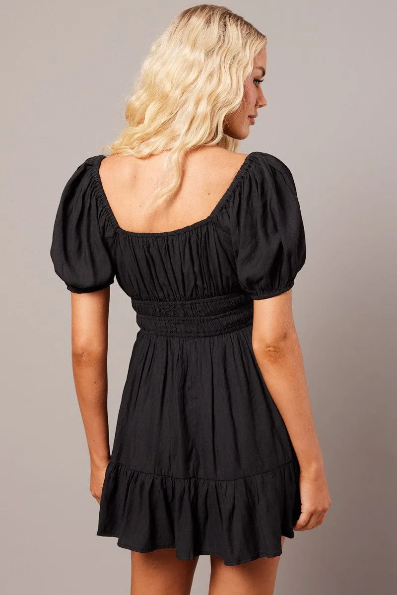 Black Fit And Flare Dress Puff Sleeve Mini sold by Ally Fashion product image thumbnail 5