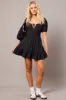 Black Fit And Flare Dress Puff Sleeve Mini sold by Ally Fashion