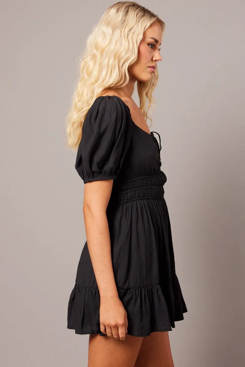 Black Fit And Flare Dress Puff Sleeve Mini sold by Ally Fashion product image thumbnail 4
