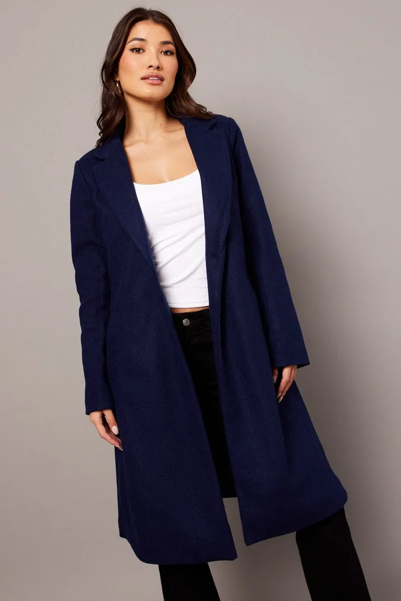 Blue One Button Coat Knee Length sold by Ally Fashion product image thumbnail 3